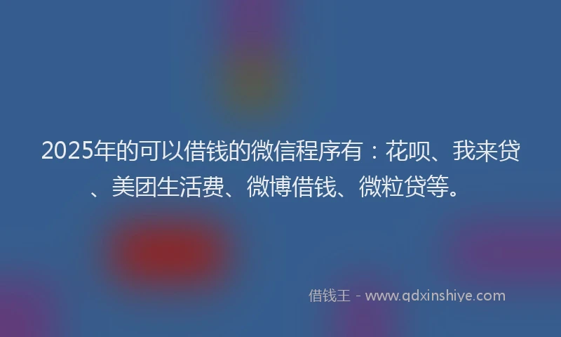 2025年的可以借钱的微信程序有：花呗、我来贷、美团生活费、微博借钱、微粒贷等。