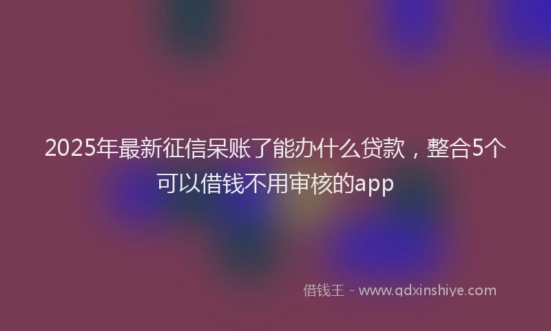 2025年最新征信呆账了能办什么贷款，整合5个可以借钱不用审核的app
