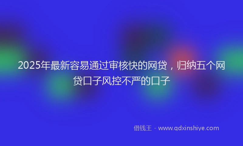 2025年最新容易通过审核快的网贷，归纳五个网贷口子风控不严的口子