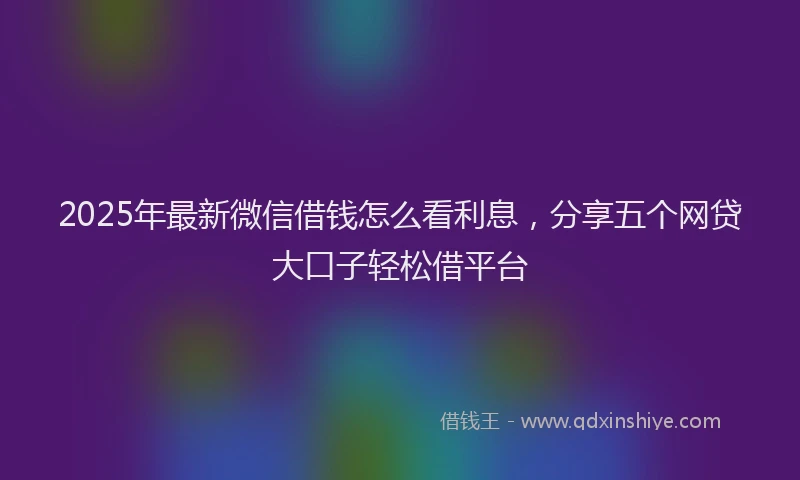 2025年最新微信借钱怎么看利息，分享五个网贷大口子轻松借平台