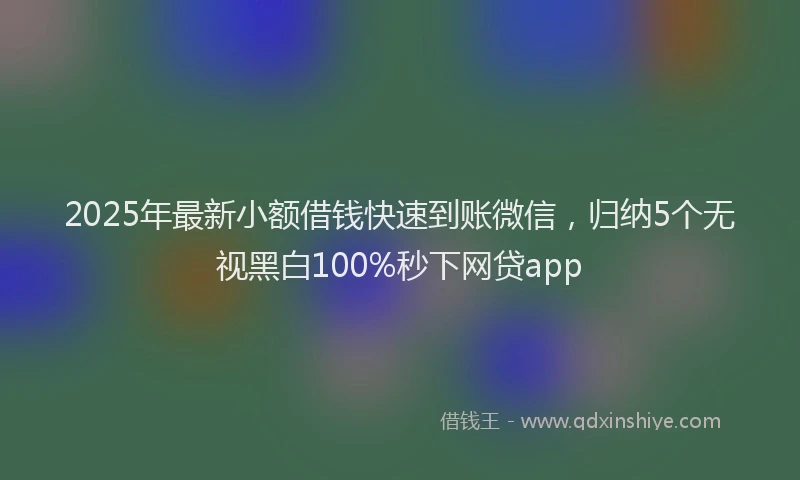 2025年最新小额借钱快速到账微信，归纳5个无视黑白100%秒下网贷app