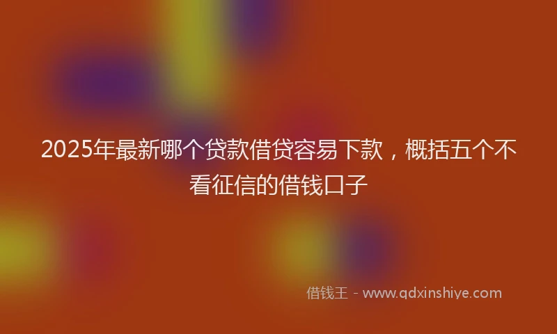 2025年最新哪个贷款借贷容易下款，概括五个不看征信的借钱口子