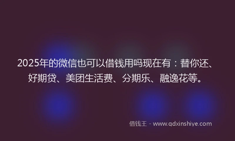 2025年的微信也可以借钱用吗现在有：替你还、好期贷、美团生活费、分期乐、融逸花等。