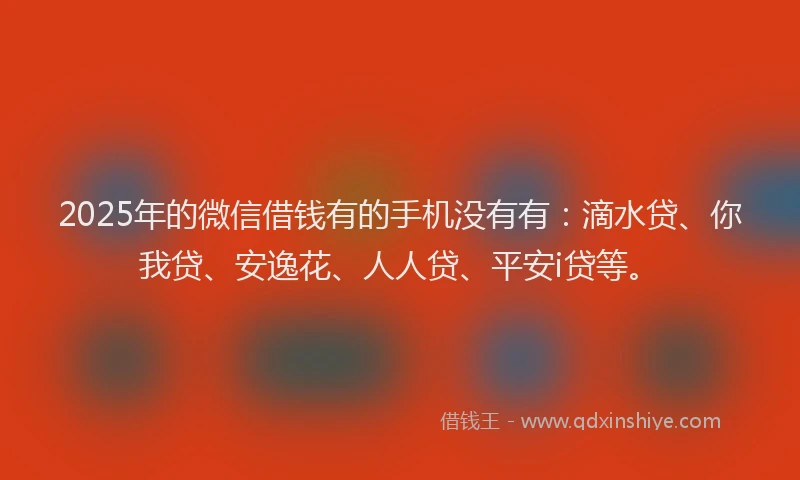 2025年的微信借钱有的手机没有有：滴水贷、你我贷、安逸花、人人贷、平安i贷等。