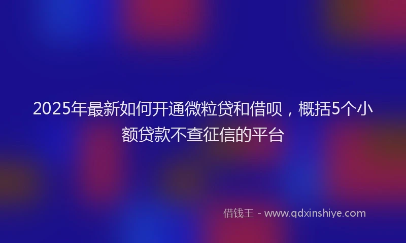 2025年最新如何开通微粒贷和借呗，概括5个小额贷款不查征信的平台