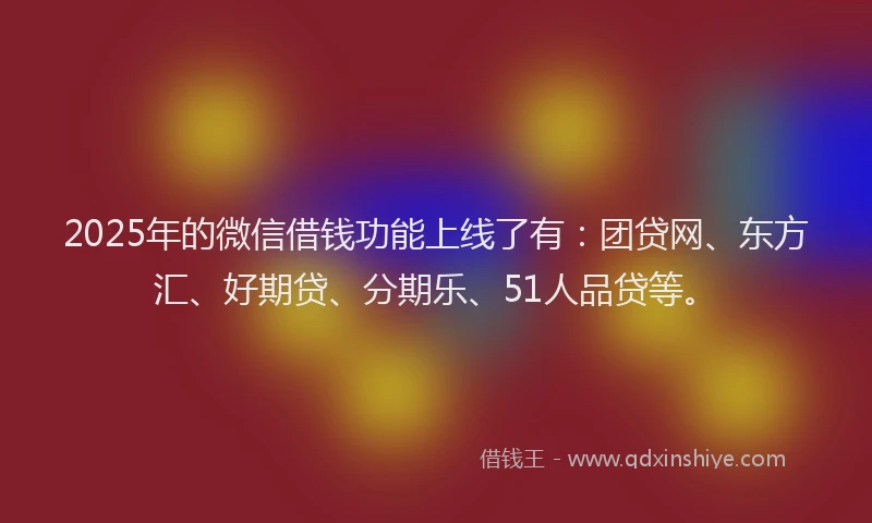 2025年的微信借钱功能上线了有：团贷网、东方汇、好期贷、分期乐、51人品贷等。