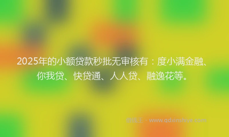 2025年的小额贷款秒批无审核有：度小满金融、你我贷、快贷通、人人贷、融逸花等。