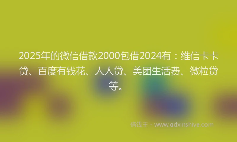 2025年的微信借款2000包借2024有：维信卡卡贷、百度有钱花、人人贷、美团生活费、微粒贷等。