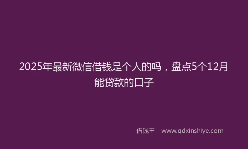2025年最新微信借钱是个人的吗，盘点5个12月能贷款的口子