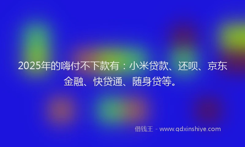 2025年的嗨付不下款有：小米贷款、还呗、京东金融、快贷通、随身贷等。