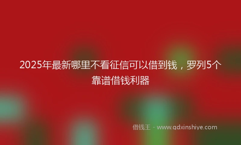 2025年最新哪里不看征信可以借到钱，罗列5个靠谱借钱利器