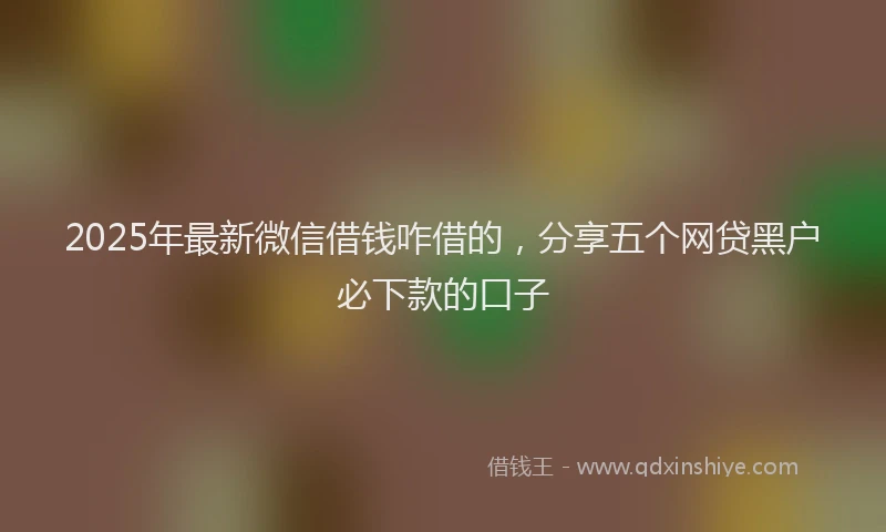 2025年最新微信借钱咋借的，分享五个网贷黑户必下款的口子