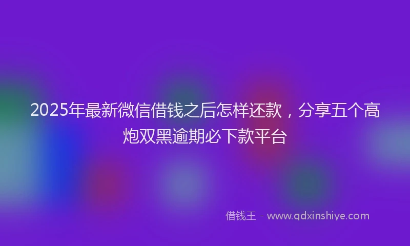 2025年最新微信借钱之后怎样还款，分享五个高炮双黑逾期必下款平台