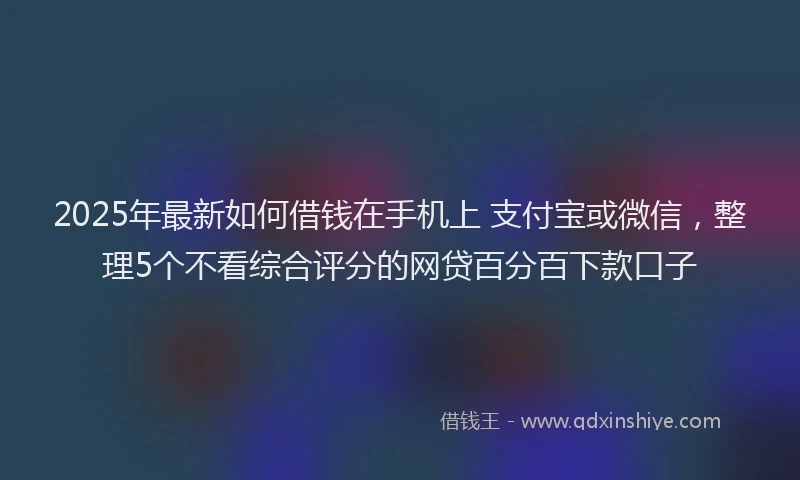 2025年最新如何借钱在手机上 支付宝或微信，整理5个不看综合评分的网贷百分百下款口子