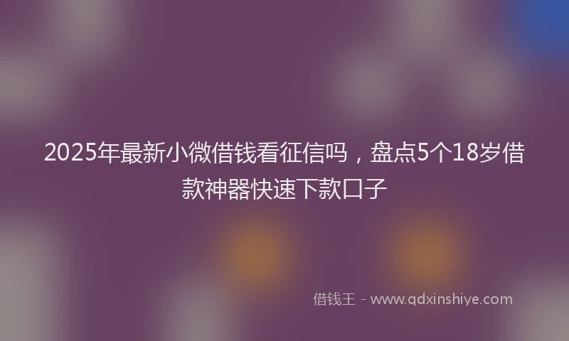2025年最新小微借钱看征信吗，盘点5个18岁借款神器快速下款口子