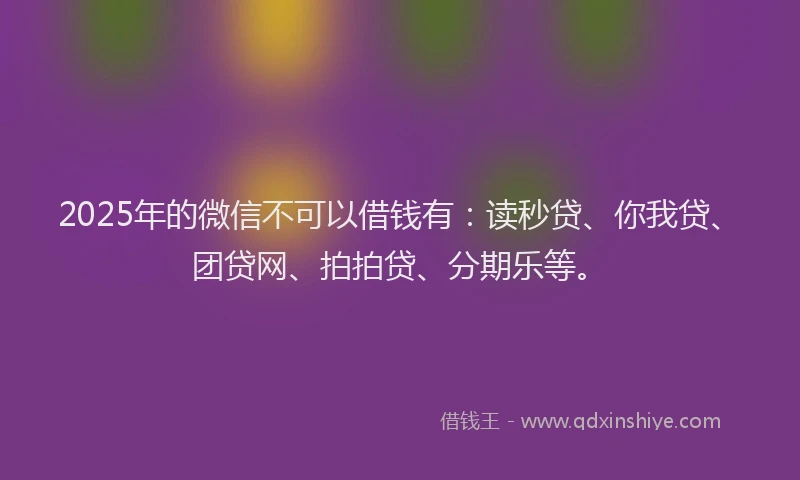 2025年的微信不可以借钱有：读秒贷、你我贷、团贷网、拍拍贷、分期乐等。