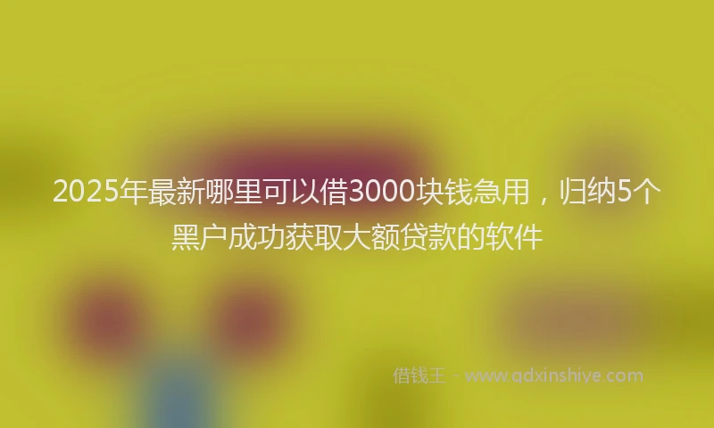 2025年最新哪里可以借3000块钱急用，归纳5个黑户成功获取大额贷款的软件