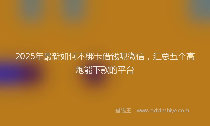 2025年最新如何不绑卡借钱呢微信，汇总五个高炮能下款的平台