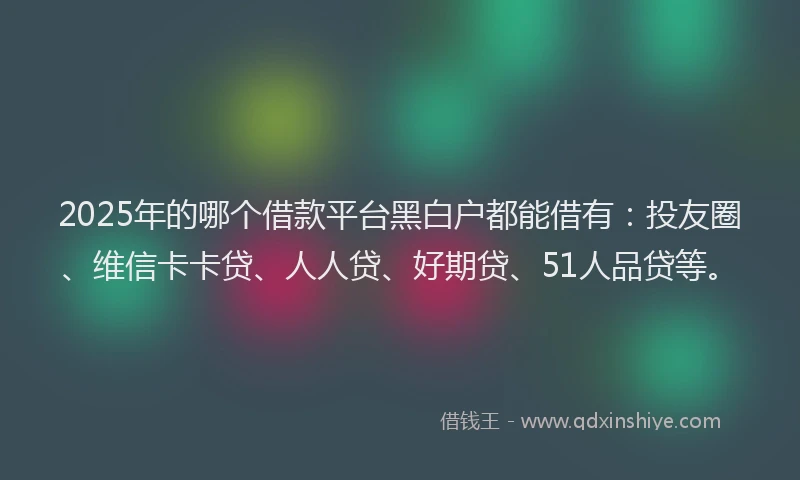 2025年的哪个借款平台黑白户都能借有：投友圈、维信卡卡贷、人人贷、好期贷、51人品贷等。