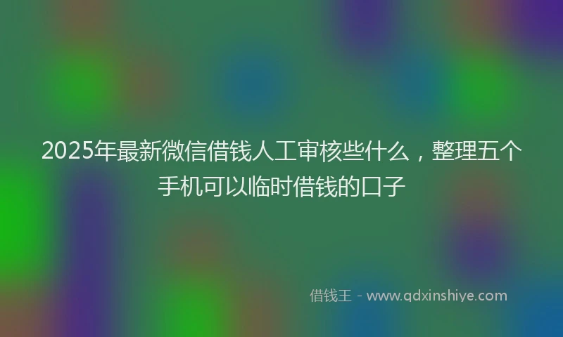 2025年最新微信借钱人工审核些什么，整理五个手机可以临时借钱的口子