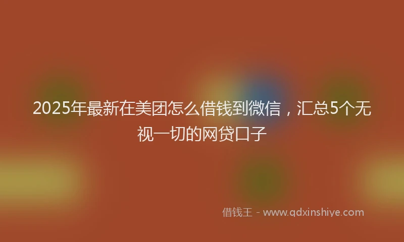 2025年最新在美团怎么借钱到微信，汇总5个无视一切的网贷口子