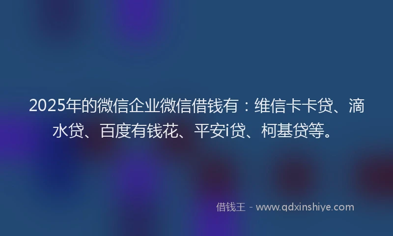 2025年的微信企业微信借钱有：维信卡卡贷、滴水贷、百度有钱花、平安i贷、柯基贷等。