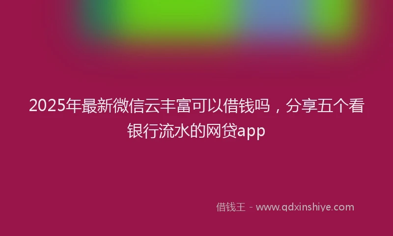 2025年最新微信云丰富可以借钱吗，分享五个看银行流水的网贷app