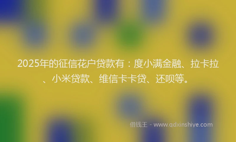 2025年的征信花户贷款有：度小满金融、拉卡拉、小米贷款、维信卡卡贷、还呗等。