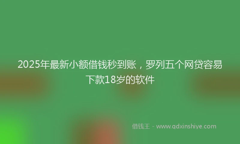 2025年最新小额借钱秒到账，罗列五个网贷容易下款18岁的软件