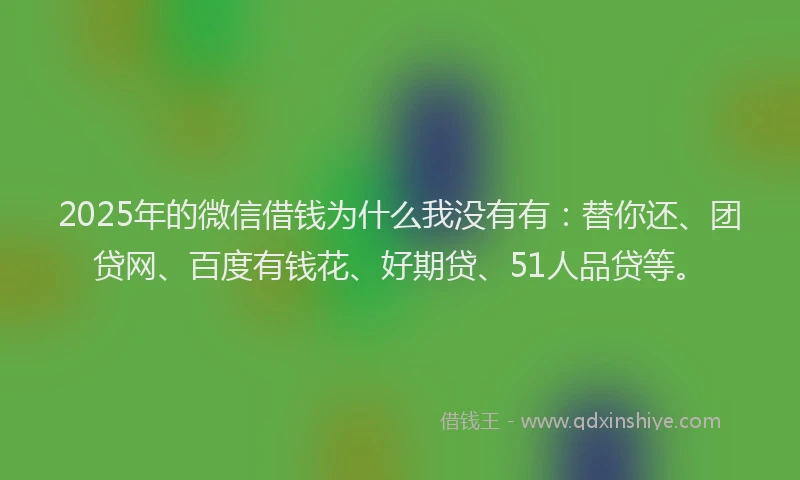 2025年的微信借钱为什么我没有有：替你还、团贷网、百度有钱花、好期贷、51人品贷等。