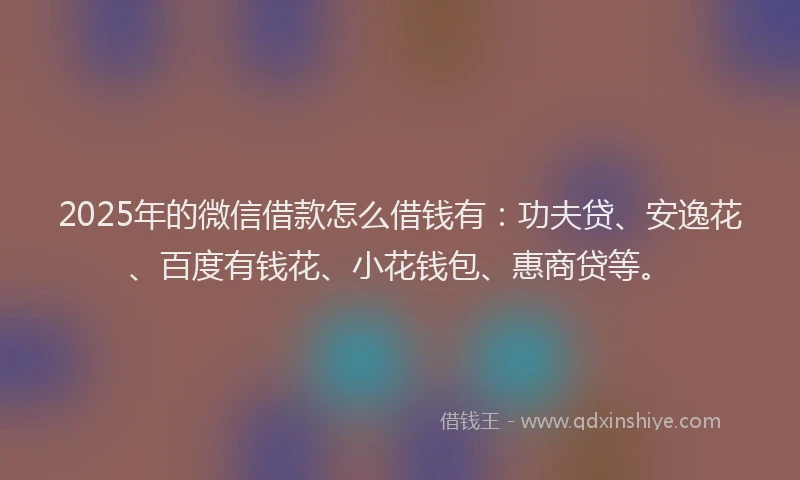 2025年的微信借款怎么借钱有：功夫贷、安逸花、百度有钱花、小花钱包、惠商贷等。