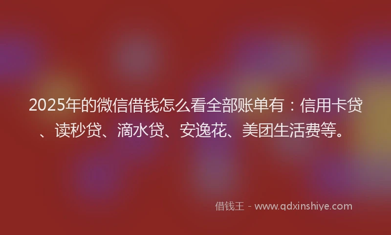 2025年的微信借钱怎么看全部账单有：信用卡贷、读秒贷、滴水贷、安逸花、美团生活费等。