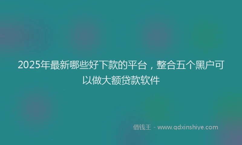 2025年最新哪些好下款的平台，整合五个黑户可以做大额贷款软件