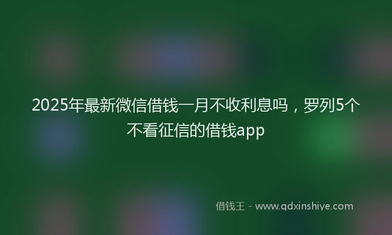 2025年最新微信借钱一月不收利息吗，罗列5个不看征信的借钱app