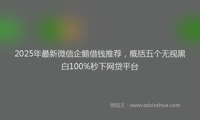 2025年最新微信企鹅借钱推荐，概括五个无视黑白100%秒下网贷平台