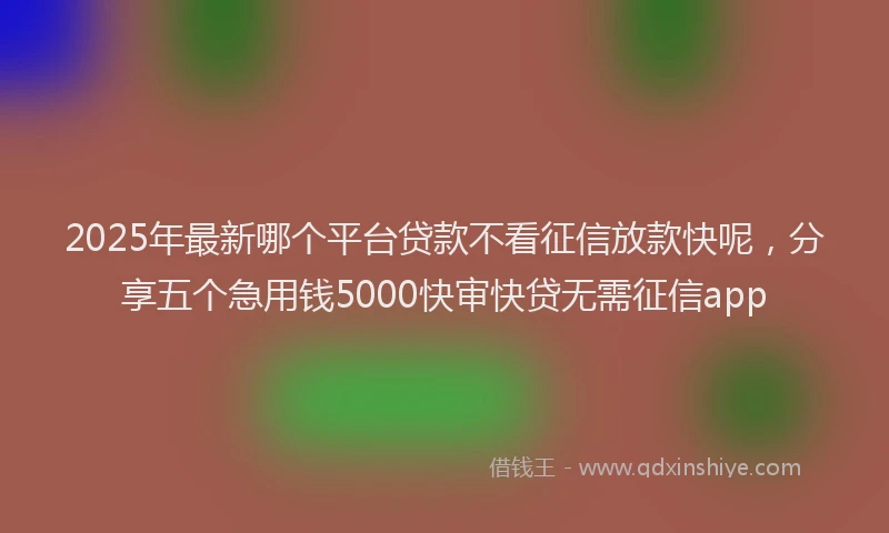 2025年最新哪个平台贷款不看征信放款快呢，分享五个急用钱5000快审快贷无需征信app