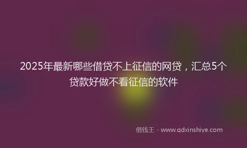 2025年最新哪些借贷不上征信的网贷，汇总5个贷款好做不看征信的软件