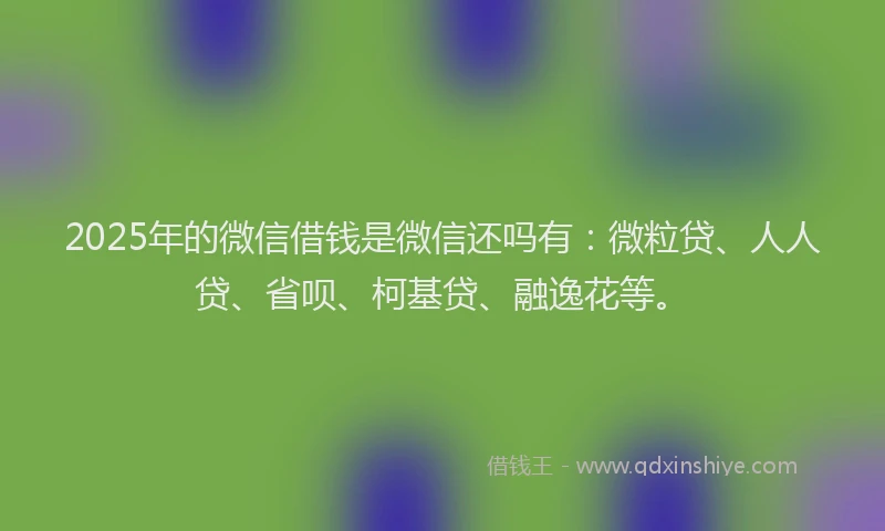 2025年的微信借钱是微信还吗有：微粒贷、人人贷、省呗、柯基贷、融逸花等。
