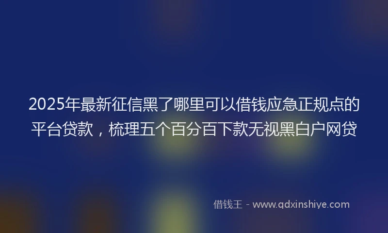 2025年最新征信黑了哪里可以借钱应急正规点的平台贷款，梳理五个百分百下款无视黑白户网贷