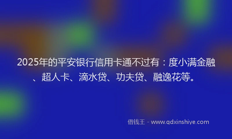 2025年的平安银行信用卡通不过有：度小满金融、超人卡、滴水贷、功夫贷、融逸花等。