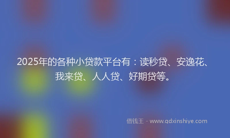 2025年的各种小贷款平台有：读秒贷、安逸花、我来贷、人人贷、好期贷等。