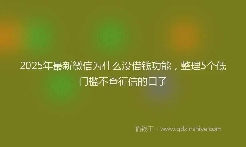 2025年最新微信为什么没借钱功能，整理5个低门槛不查征信的口子