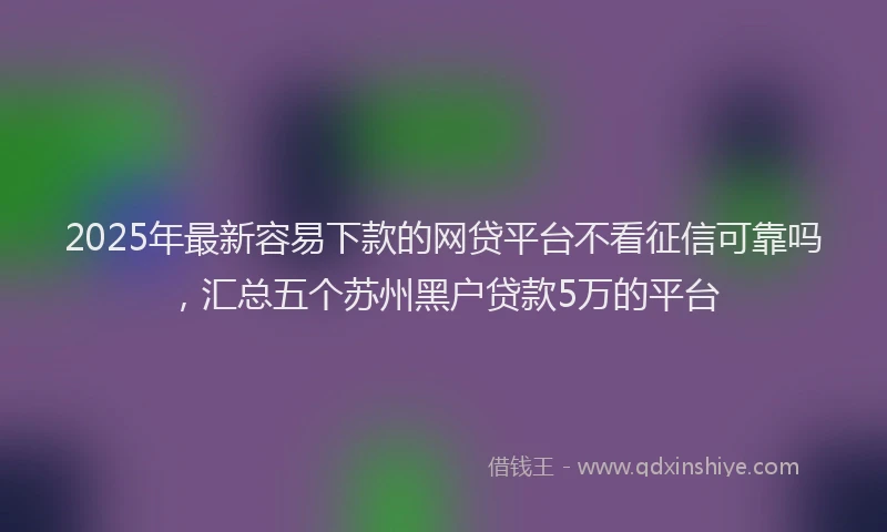 2025年最新容易下款的网贷平台不看征信可靠吗，汇总五个苏州黑户贷款5万的平台