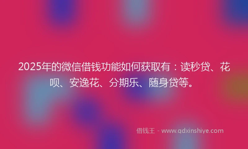 2025年的微信借钱功能如何获取有：读秒贷、花呗、安逸花、分期乐、随身贷等。