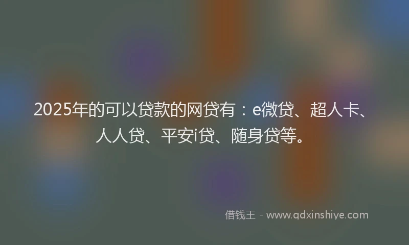 2025年的可以贷款的网贷有：e微贷、超人卡、人人贷、平安i贷、随身贷等。