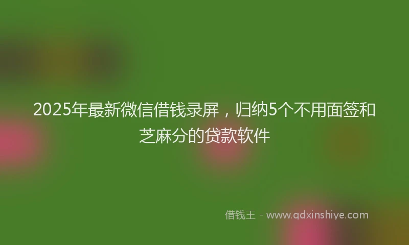 2025年最新微信借钱录屏，归纳5个不用面签和芝麻分的贷款软件