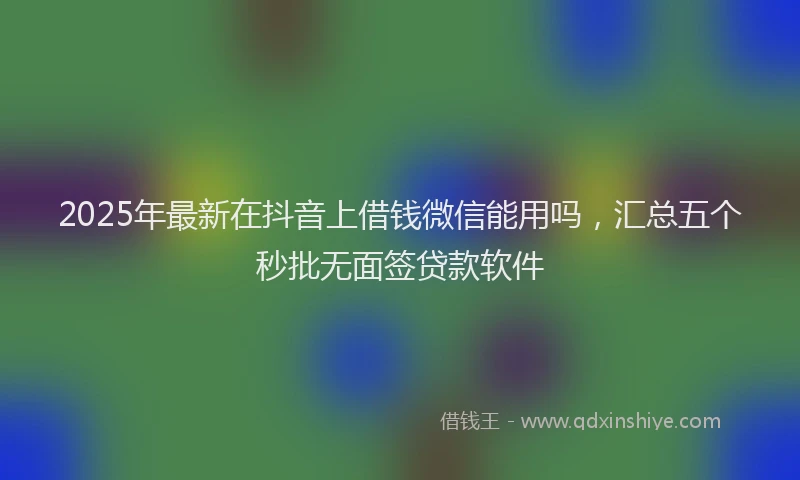 2025年最新在抖音上借钱微信能用吗，汇总五个秒批无面签贷款软件
