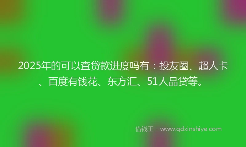 2025年的可以查贷款进度吗有：投友圈、超人卡、百度有钱花、东方汇、51人品贷等。