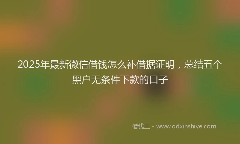 2025年最新微信借钱怎么补借据证明，总结五个黑户无条件下款的口子