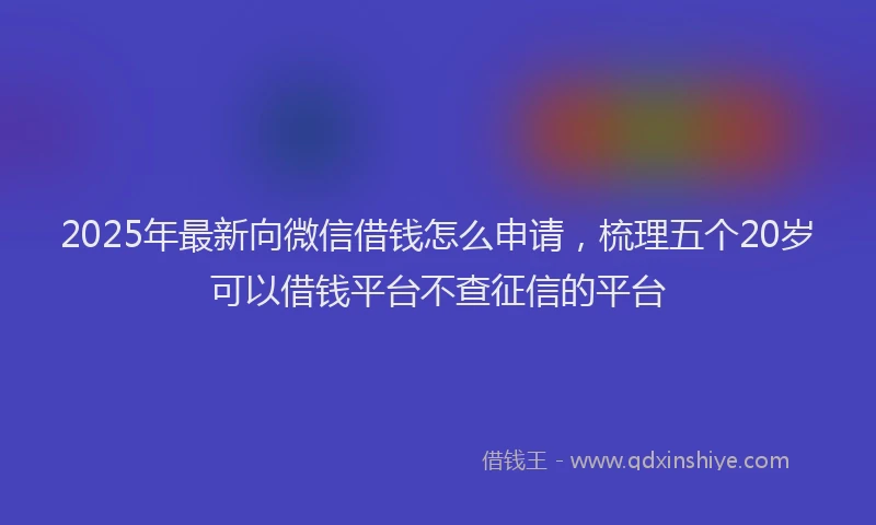 2025年最新向微信借钱怎么申请，梳理五个20岁可以借钱平台不查征信的平台